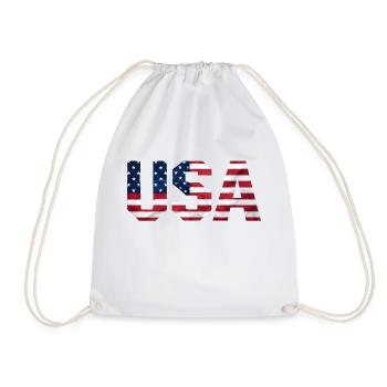 USA T-Shirt - Buchstaben der amerikanischen Flagge - Turnbeutel - Weiß - Vorne