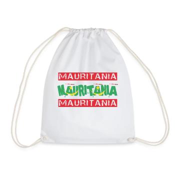 Mauritania Text Flag - Drawstring Bag - white - Front