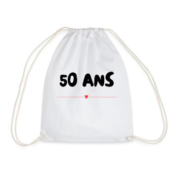 50. 50 YEARS. 50th ANNIVERSARY. 50 YEARS ANNIVERSARY. - Drawstring Bag - white - Front