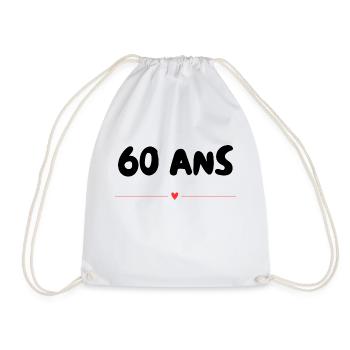 60. 60 ANS. 60e ANNIVERSAIRE. ANNIVERSAIRE 60 ANS. - Sac de sport léger - blanc - Devant
