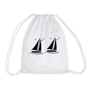 sailboats - Drawstring Bag - white - Front