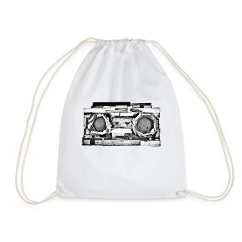 Boombox Retro Recorder Design for Cassette Kids - Drawstring Bag - white - Front