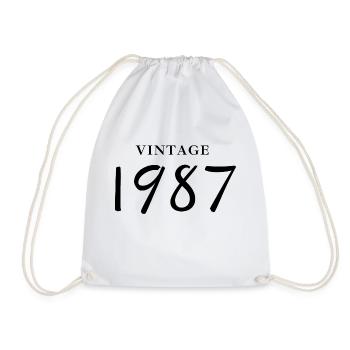 Jahrgang 1987 - Jubiläums-Geschenkidee - Turnbeutel - Weiß - Vorne