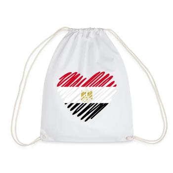 Conception de cœur de drapeau égyptien - Montrez votre spiri égyptien - Sac de sport léger - blanc - Devant