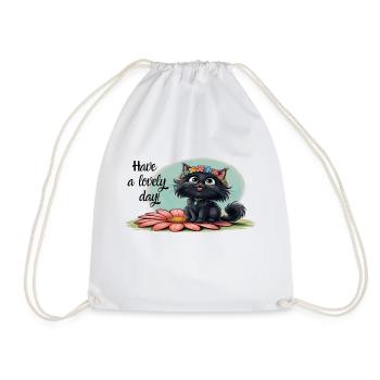 Happy Kitten on a Flower - Smile with us! - Drawstring Bag - white - Front