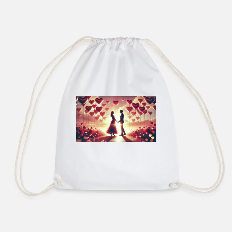 valentine's day - Drawstring Bag - white