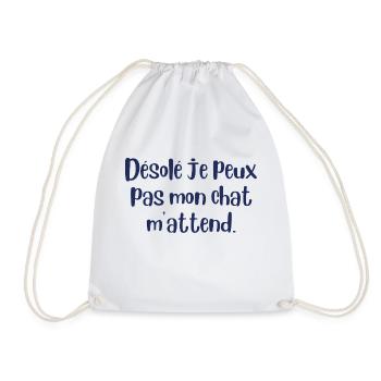 Désolé je peux pas mon chat m'attend. Tête de chat - Sac de sport léger - blanc - Devant