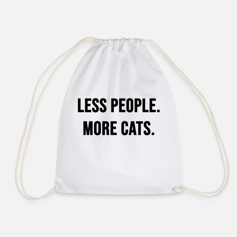 Less people more cats - Drawstring Bag - white