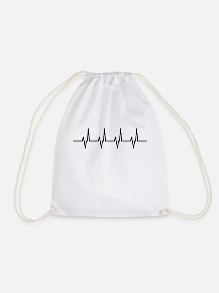 heartbeat - Drawstring Bag - white
