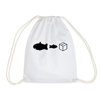 big fish little fish cardboard box - Drawstring Bag - white - Front