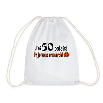 50 balais - Sac de sport léger - blanc - Devant