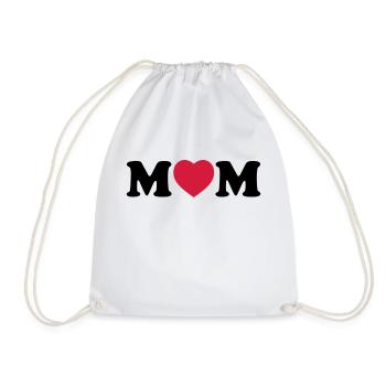 Mom heart - Drawstring Bag - white - Front