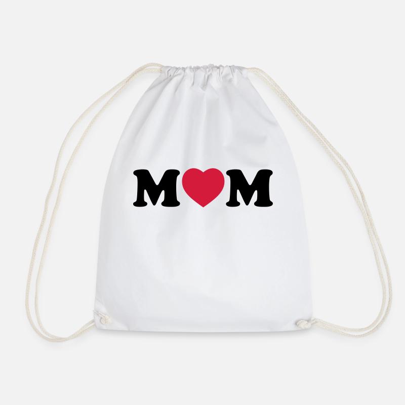 Mom heart - Drawstring Bag - white