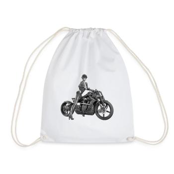 Biker girl, femme sexy avec une moto - Sac de sport léger - blanc - Devant