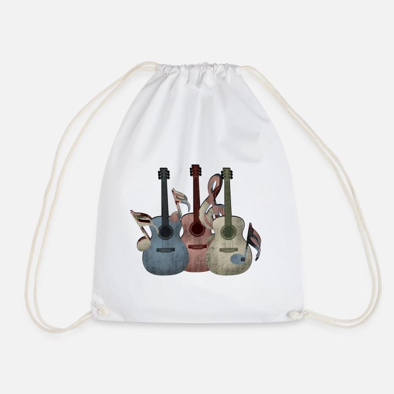 Guitar Guitars - Drawstring Bag - white