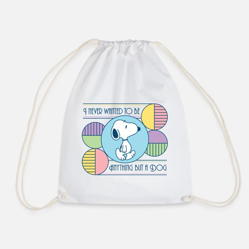 Peanuts Snoopy Art Deco Dog Quote - Drawstring Bag - white