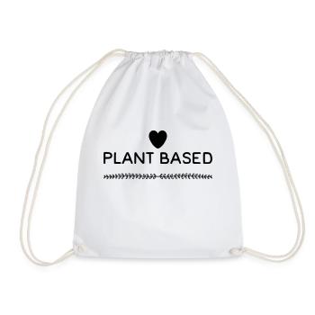 Plant Based Heart Plants Based Vegan - Drawstring Bag - white - Front