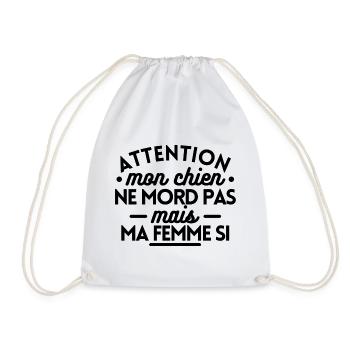 Attention mon chienne mord pas mais ma femme si - Sac de sport léger - blanc - Devant