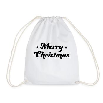 Merry Christmas asterisk black - Drawstring Bag - white - Front