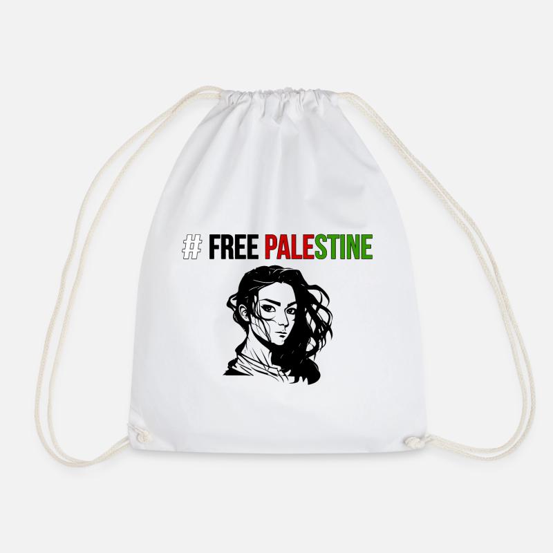 FREE PALESTINE - Proud people - Drawstring Bag - white