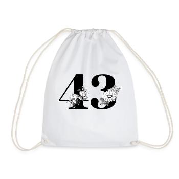 Numéro 43 floral noir - 43e anniversaire floral - Sac de sport léger - blanc - Devant