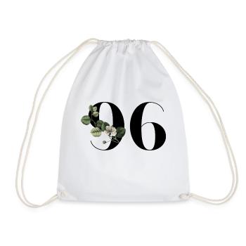 Numéro 96 floral vert - 96e anniversaire floral - Sac de sport léger - blanc - Devant
