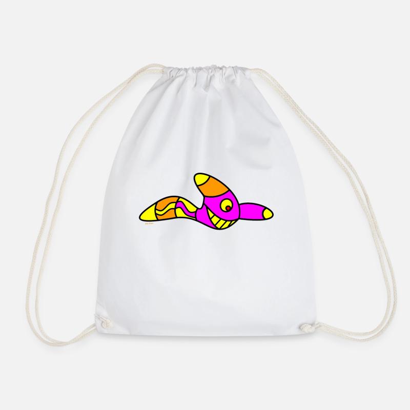 Worm shirt - Drawstring Bag - white