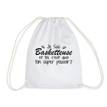 I'm a basketball player. What's your superpower? - Drawstring Bag - white - Front