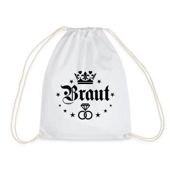 56 Braut Krone Love Party JGA Eheringe Diamant - Turnbeutel - Weiß - Vorne