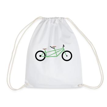 Tandem Bike Bicycle - Drawstring Bag - white - Front