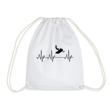Heartbeat ECG Snowmobile Snowmobile Winter - Drawstring Bag - white - Front