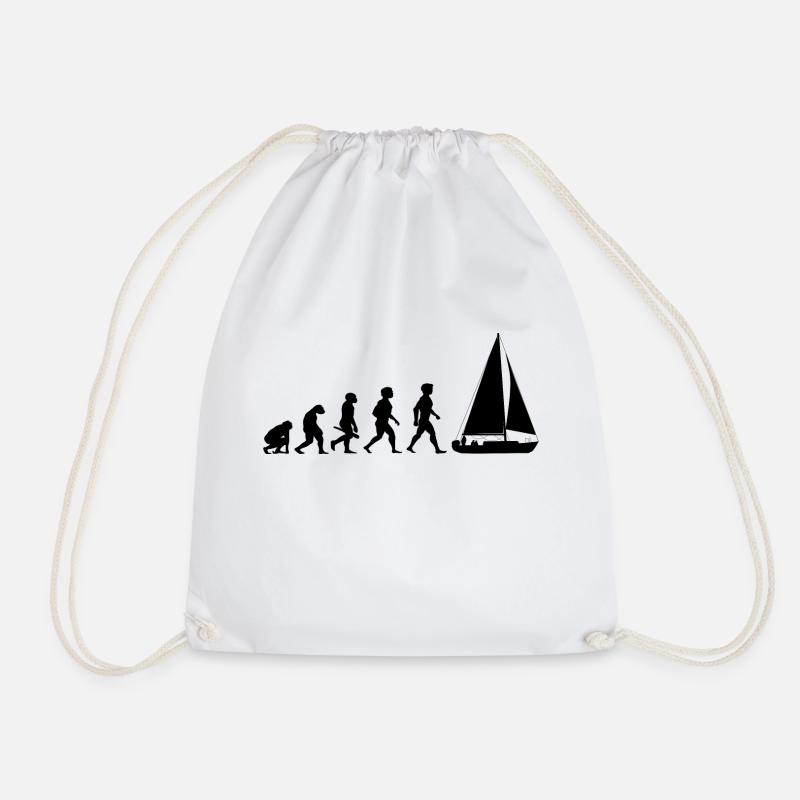 Evolution sailing sailboat sailing ship - Drawstring Bag - white
