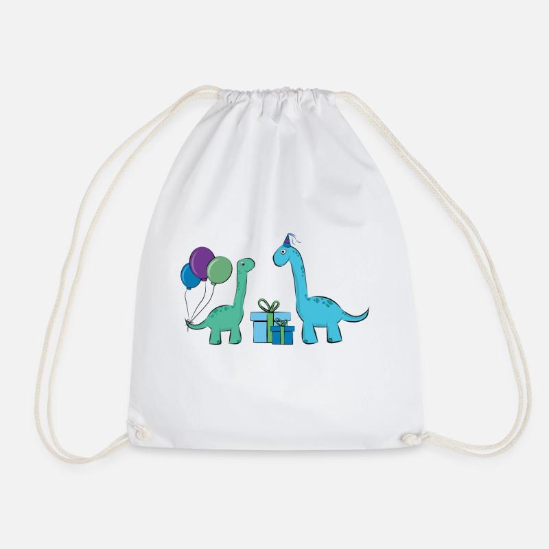 Dino Dinosaur Party Long neck - Drawstring Bag - white