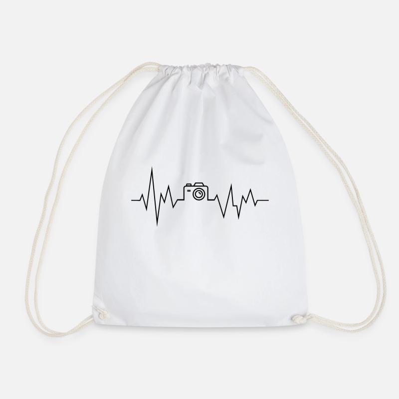 Camera Heartbeat - Drawstring Bag - white
