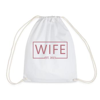 Wife Est. 2023 Engagement Bridal Shower Wedding - Drawstring Bag - white - Front