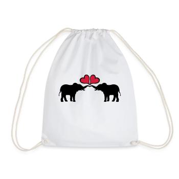 Hearts In Love Elephant Couple - Drawstring Bag - white - Front