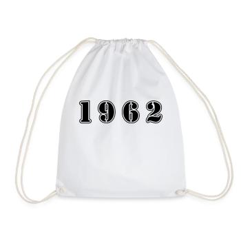 1962 year birthday - Drawstring Bag - white - Front