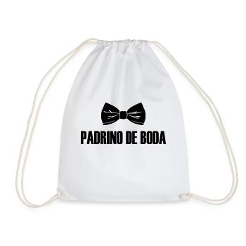 Padrino de Boda, Best Man Bowtie Wedding Groomsmen - Drawstring Bag - white - Front