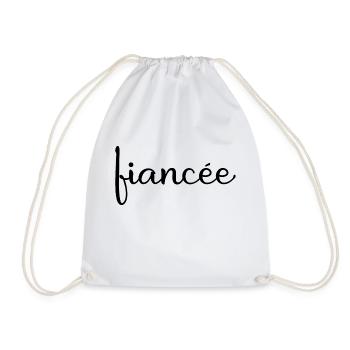 Fiancée Matching Engagement Wedding Honeymoon - Drawstring Bag - white - Front