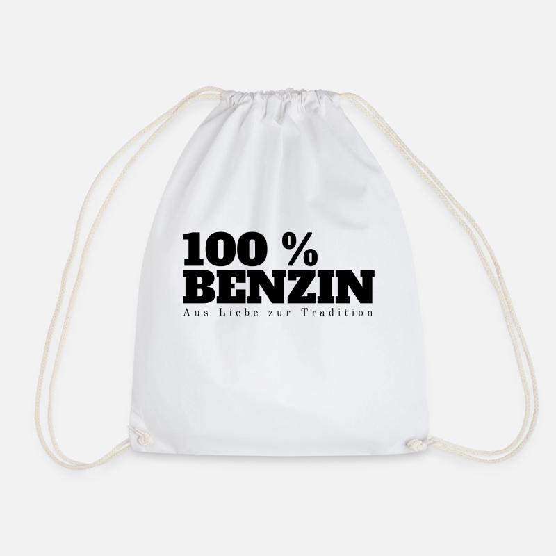 100 % Benzin Lustiger Aufkleber Sticker Auto - Turnbeutel - Weiß