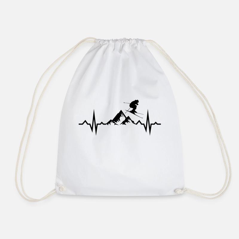 Skiing skiing ski motif for skiers - Drawstring Bag - white