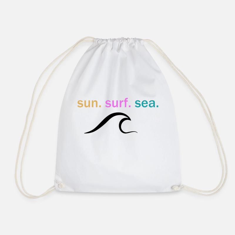 Sun. Surf. Sea. - Drawstring Bag - white