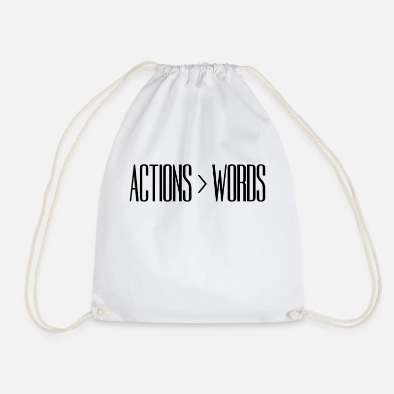 Actions Speak Louder Than Words - Motivation Gift - Drawstring Bag - white