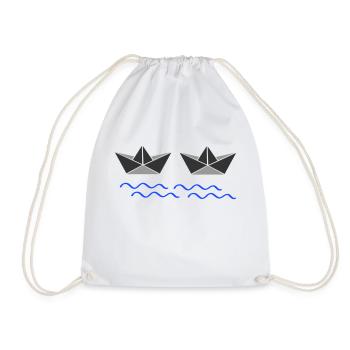 Paper Boats 02 - Drawstring Bag - white - Front