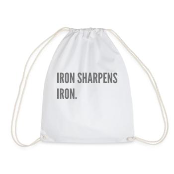 Iron sharpens iron. - Drawstring Bag - white - Front