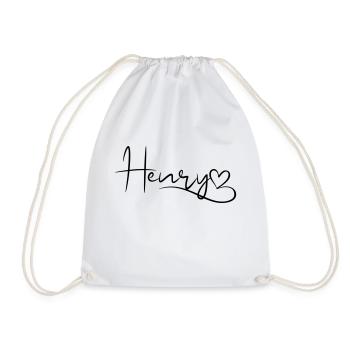 Henry Last Name First Name Heart Decor - Drawstring Bag - white - Front