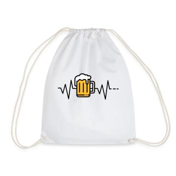 Heartbeat beer - Drawstring Bag - white - Front