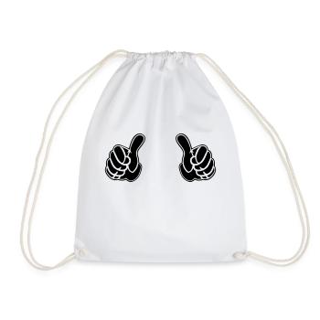 pair of pointing hands - Drawstring Bag - white - Front