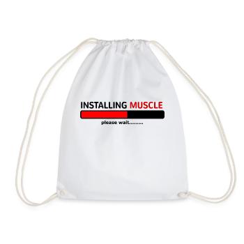 INSTALLING MUSCLE PLEASE WAIT..... - Drawstring Bag - white - Front