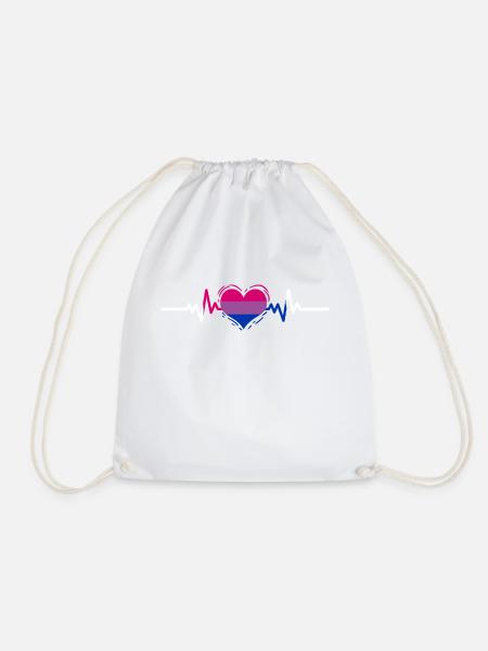 Bisexual Pride Heartbeat Bisexuelles Geschenk - Turnbeutel - Weiß